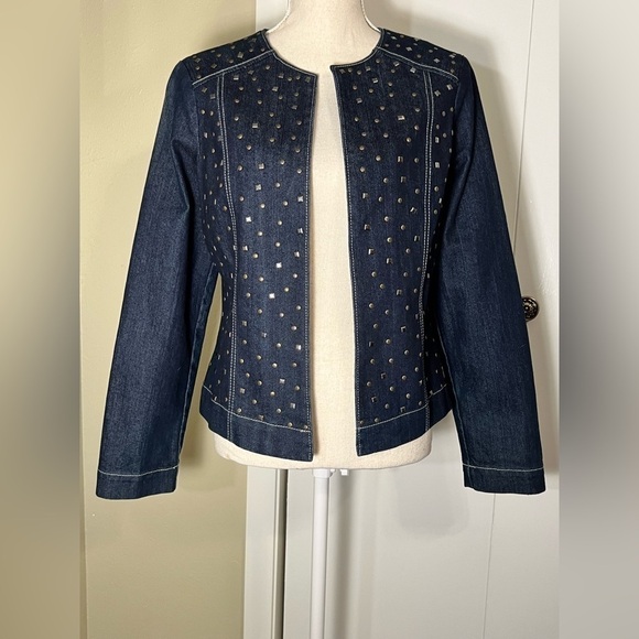 Baccini Denim Jacket with Metal Accents Women’s Size Medium - Picture 2 of 11